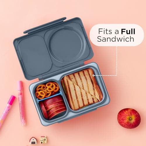 Omie OmieBox UP bento Box for Kids | Insulated Lunch Box | Leak Proof Vacuum Insulated Thermal Food jar | Cooler ice Pack | 2 Compartments (Graphite) 8