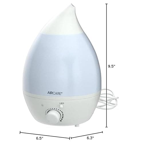 AIRCARE Ultrasonic Cool Mist Humidifier,Whisper-Quiet, Multi Color LED Light, Aroma Therapy Essential Oil Diffuser for Home, Bedroom, Baby, Nursery, Yoga, Spa and Office (white, .33 gal) 10