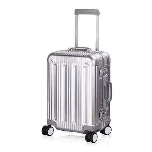 TRAVELKING All Aluminum Carry On Luggage with TSA Locks Fashion Cool Metal Hard Shell Spinner Suitcase (Silver, 20 Inch)…