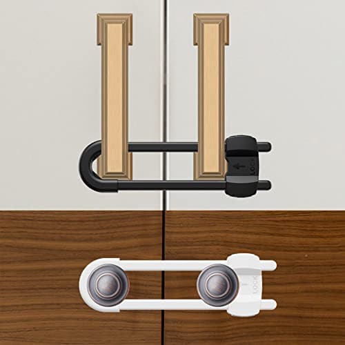 LRANFOW 10 Pack U-Shaped Baby Proof Cabinet Locks No Drilling Required, Adjustable Child Safety Latches for Cabinets Drawers Kitchen Doors, White 6