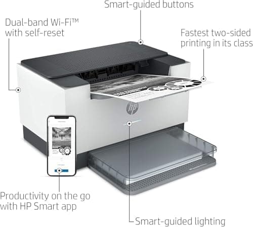 HP Laserjet M209dw Wireless Black & White Laser Printer, Single-Function, Print, Best for Home Office (Renewed) 2