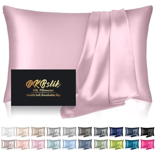 Silk Pillowcase for Hair and Skin, Mulberry Silk Pillow Cases Standard Size, Anti Acne Cooling Sleep Both Sides Natural Silk Satin Pillow Covers with Hidden Zipper, Gifts for Women Men, Light Pink