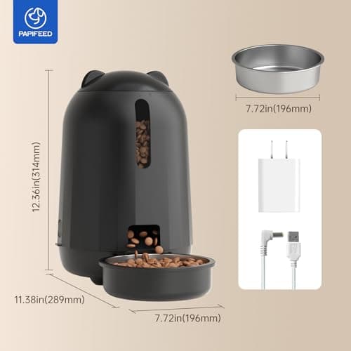 PAPIFEED Automatic Cat Feeder, App-Controlled WiFi Auto Food Dispenser with Dual Power Backup, Slow Feeding Mode, 3L Easy-Clean Feeder for Cats & Small Dogs (Black) 9