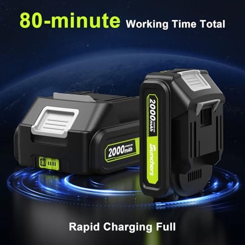 SUNCHERS Leaf Blower Cordless with 2 Batteries and Charger, Electric Battery Powered Cordless Leaf Blower, Portable Lightweight Handhold Blowers for Blowing Leaves, Patio Cleaning, Lawn Care and Dust 2