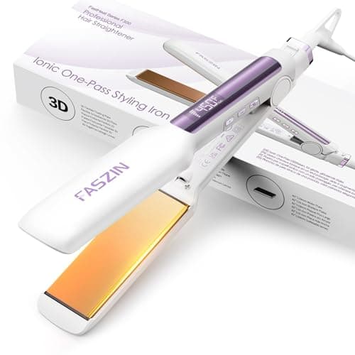 Faszin Professional Hair Straightener, 1.65inch Wide-Plate, Titanium Negative Ion Flat Iron, 30s Rapid Heating, LED Real-Time Temp Display, Wide Voltage & 10 Adjustable Temperature Levels (260-450℉)