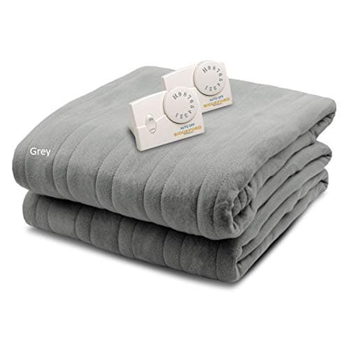 Biddeford Blankets Comfort Knit Heated Blanket with Therapeutic Heat Settings, Machine Washable, Safety Tested & Approved - Perfect for Warm, Cozy Nights, Analog Controller, Queen, Grey