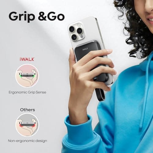 iWALK Magnetic Power Bank 10000mAh, 30W Wireless Portable Charger with Fast Charging USB-C Cable,Qi2 Certified 15W Battery Pack with LED Display for iPhone 17/16/16 Pro/15/14/13 Series, Samsung Galaxy 6