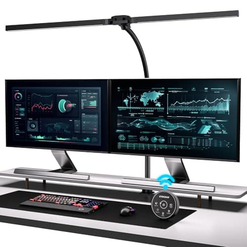 EYOCEAN Desk Lamp with Clamp, 31.5" LED Desk Lamp for Home Office, 24W Gesture Sensing Control Desk Light, Dimmable & Color Temperature, Eye-Caring Office Lamp, Brightest Architect Lamp for Screen