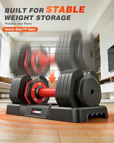 Rendpas Adjustable Dumbbells Set of 2, 5 in 1 Free Select Weight Dumbbell Set with Anti-Slip Texture Handle, Weight Set for Home & Gym, Suit Both Men and Women, Red, 25 Lb, 2 Pcs 8