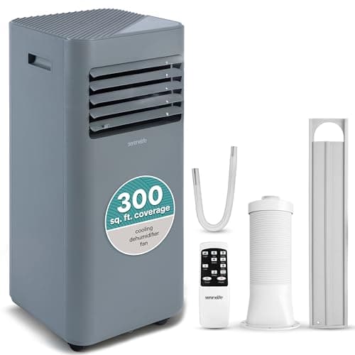 SereneLife Portable AC 8000 BTU, 3-in-1 Cooling, Dehumidifier And Fan Modes, Compact Standing Air Conditioner, Energy Efficient 300 Sq. Ft. Climate Control, Universal Castors And Window Mount Kit