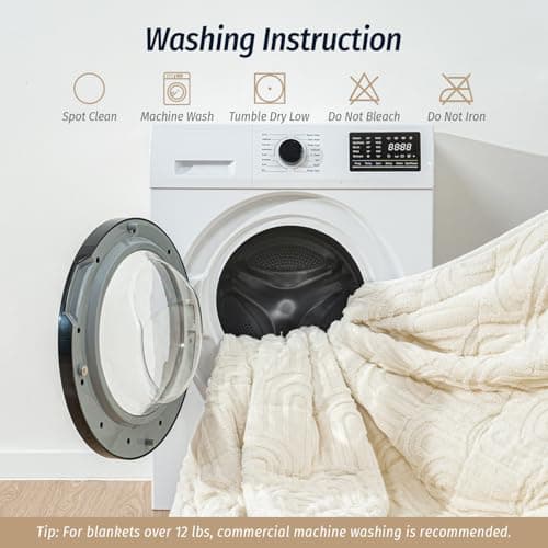 Wemore Jacquard Fleece Weighted Blanket King Size 80" x 87" 15lbs, Ultra Soft Cozy Sherpa Weighted Blankets for Adults, Ultra Fuzzy Heavy Blanket for Sleep, Fluffy Warm Throw for Bed, Cream White 7