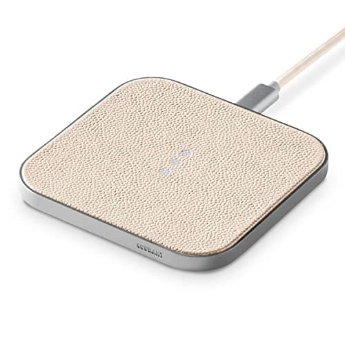 Courant Catch:1 Classics - Italian Leather Wireless Charging Pad - Compatible with iPhone 15, 14, 13, 12, 11, X, Samsung Galaxy S23, S22, S21, S20, Note, AirPods, AirPods Pro (Bone)