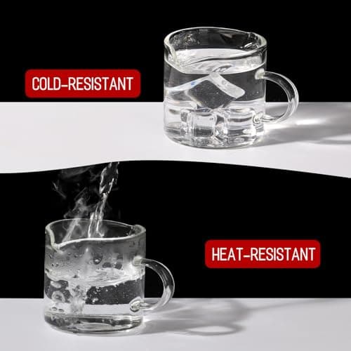 Mcupper 2 Pack Espresso Cups 4 OZ, Double Spouts Cups with Handle and 2 Stainless Steel Spoons, Espresso Shot Glasses, Milk Cup, Clear Glass for Espresso Machine 7