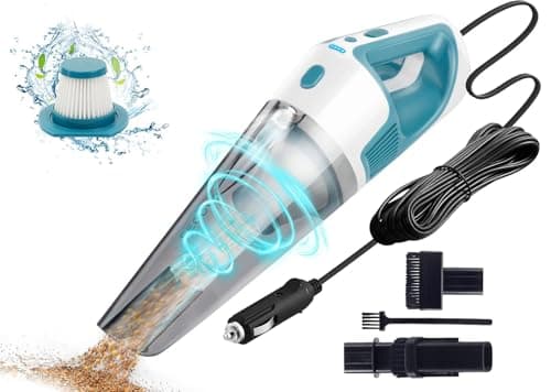 PEGOVO Car Vacuum Cleaner High Power 9000PA, Mini Portable Handheld Vacuum, Corded Wired Hand Vacuum Cleaner for Cleaning-Deep Detailing Cleaning Kit with LED