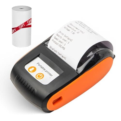 Portable Receipt Printer, 58mm Mini BT Thermal Printer USB Mobile Printer, Compatible with Android for Windows System for Small Business Restaurant, with 2 Inch Thermal Paper Roll