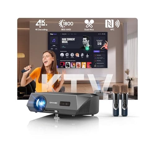 2300 ANSI Daytime 4K Projector with 2 Wireless Mics & 38W Speakers, Ultra Bright Android 11.0 Projector, AI Auto Focus Keystone, NFC WiFi6 Bluetooth, HDR10+ Home Karaoke/Outdoor Movies/Office