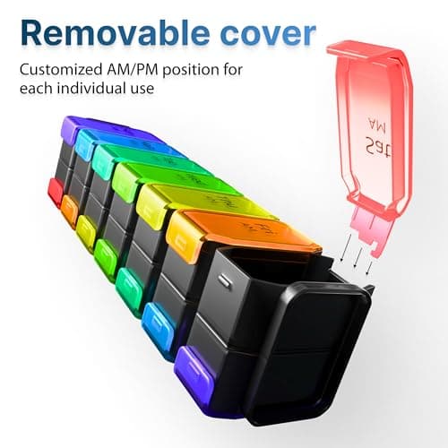 Extra Large Pill Organizer 2 Times a Day – XL Pill Box 7 Day with Big AM/PM Compartments – Fits Large Vitamins, Supplements & Gummies, for 7 or 14-Day Use, Color-Coded, Senior-Friendly, No Spills 8