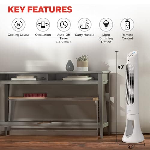 Honeywell QuietSet Whole Room Oscillating Tower filter Fan with Remote, White, HYF260 6