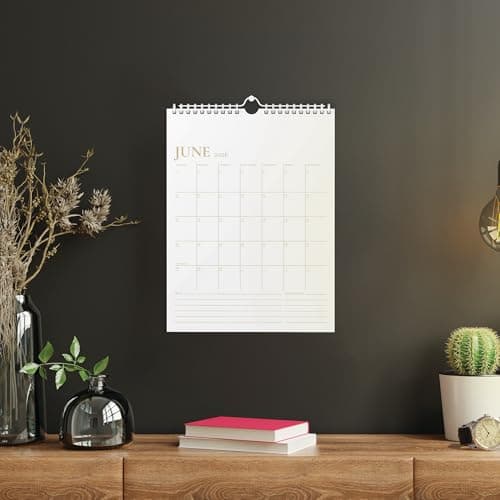 Karto Wall Calendar 2025 - Vertical 8.5x11 inch Runs Until June 2026 - Boost Your Productivity and Easy Planning with the Aesthetic Monthly Calendar - Golden 8