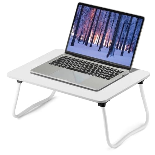 ZEAPTAC Laptop Bed Desk, Foldable Lap Table, Portable Study Table, Laptop Desk/Stand for Bed, Lightweight & Mini Table for Breakfast/Picnic/Drawing/Couch/Floor - White