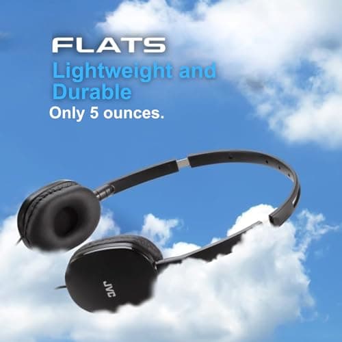 JVC Flats On-Ear Wired Headphones - Flat Foldable Design - 30mm Driver for Powerful Sound - Soft Ear-Pads for Comfort – Steel Headband - Lightweight & Portable - PC/Laptop/Gaming - 3.5mm Slim Plug 7