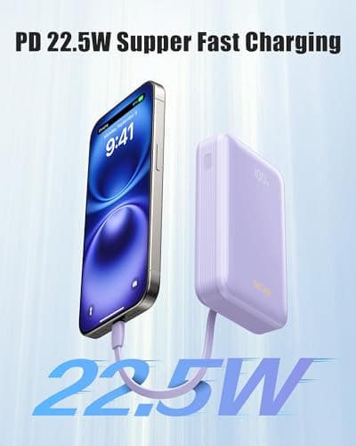 Qecvec Portable Charger 20000mAh, 22.5W Power Bank Fast Charging, High Capacity Cell Phone Portable Power Banks with for iPhone, Samsung, Android etc, Travel Essential (Purple) 2