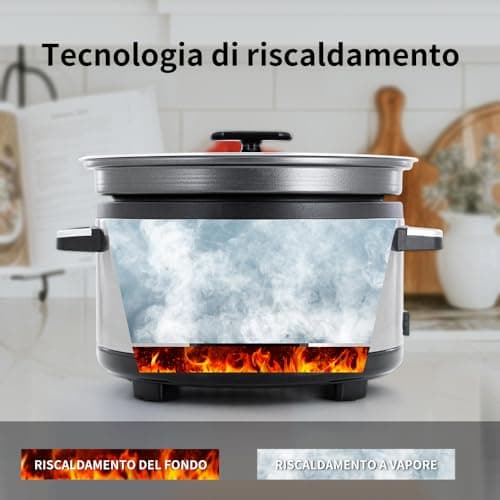 Eamoment 5.5QT Programmable Slow Cooker With Timer,Non Stick Aluminum Alloy Liner.SLOW COOK HIGH/SLOW COOK LOW/WHITE RICE/STEAM/SAUTE/WARM/DELAY,and Other Practical Functions 5