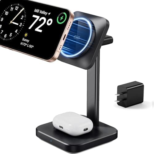 ESR 2 in 1 Charging Station for Apple, MagSafe Charger Stand for iPhone [Certified], Magsafe Charging Station for Multiple Devices iPhone 17e/17/16/15/14/13/12, Apple Watch, & AirPods, Black