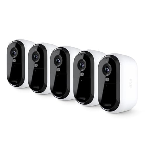 Arlo Essential Security Camera 2K | Indoor - Outdoor | 2nd Gen | Wireless with Spotlight, 2-Way Audio, Color Night Vision, Live Stream, Motion Activation, Real Time Notifications - White, 5 Cameras