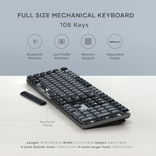 Satechi SM3 Mechanical Keyboard for Mac and Windows, 108 Keys Full Size with White LED Backlit, Wired and Bluetooth for Mac and Windows - Dark Gray/Gray 7