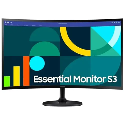 Samsung 27" Essential S3 (S36CG) Series FHD 1800R Curved Computer Monitor, 100Hz, Game Mode, Advanced Eye Comfort, HDMI and D-sub Ports, LS27D36CGANXZA, HDMI Cable Included (Renewed)