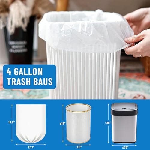 LainNeala Small Trash Bags 4 Gallon, 100 Count Small Garbage Bag Bathroom White Mini Trash Bag Trash Can Liners Unscented Small Garbage Bags for Bathroom Can 2