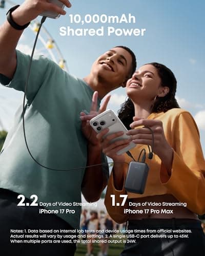 Anker Nano Portable Charger, 45W 10000mAh with 2.3 ft Retractable Cable, Compact Power Bank, Travel Essential Phone Battery Pack for iPhone 17/16 Series, iPad, Galaxy, Pixel, and More 6