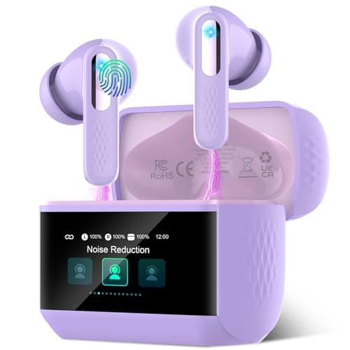 ZYHKON Wireless Earbuds, Bluetooth 5.4 Headphones with Multifunction Touch Screen, 48H Deep Bass Stereo Ear Buds, 5 EQ Modes, ANC/ENC Noise Cancelling, Transparency Mode, IPX7 Earbuds, Purple