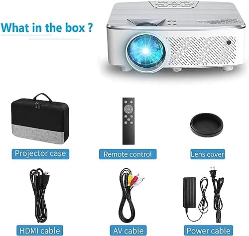 Projector with Bluetooth, Native 1080P Full HD Projector with Speaker, 9500 Lumens Outdoor Portable Movie Mini Projector Compatible with Laptop, Smartphone, TV Stick, Xbox, Roku 6