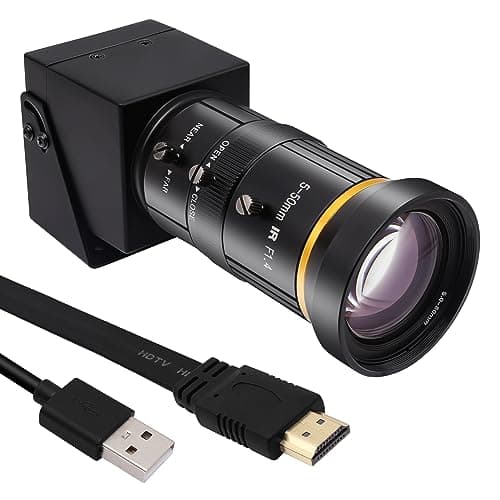 SVPRO HDMI Camera 4K USB Camera HD Streaming Webcam with 5-50mm Telephoto Zoom Manual Lens Industrial Camera CS Mount 10X Optical Zoom Camera for PC Computer,Laptop,Monitor,TV