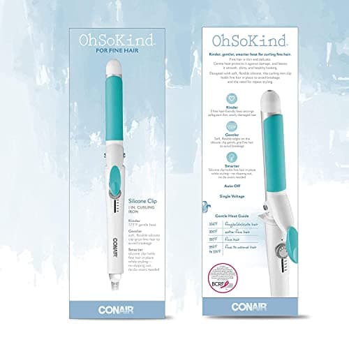 Conair OhSoKind For Fine Hair Curling Iron; 1-inch Curling Iron with Silicone Clip, 1-inch barrel produces classic curls – for use on short, medium, and long hair 7