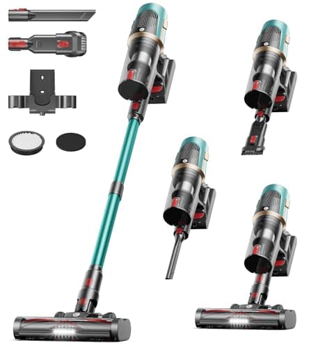 Cordless Vacuum Cleaner, Upgraded 580W 48KPA 65Mins Vacuum Cleaners for Home, Cordless Stick Vacuum Cleaner with Self-Standing and LED Screen, Anti-Tangle Wireless Vacuum for Pet Hair/Carpets/Floors