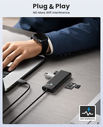 USB 3.0 Hub, ORICO 5-Ports USB Hub with SD/TF Card Reader, 3 USB 3.0 Ports, USB Splitter USB Expander for Laptop, Xbox, Flash Drive, HDD, Console, Printer, Camera, Keyborad, Mouse 6