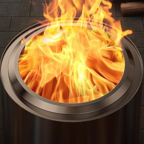Panovue 22 inch Smokeless Fire Pit with Waterproof Cover, Stainless Steel Outdoor Smokeless Firepit, Wood Burning Fire Pits for Camping, Bonfire,Low Smoke Firepit for Outside[Slivery] 7