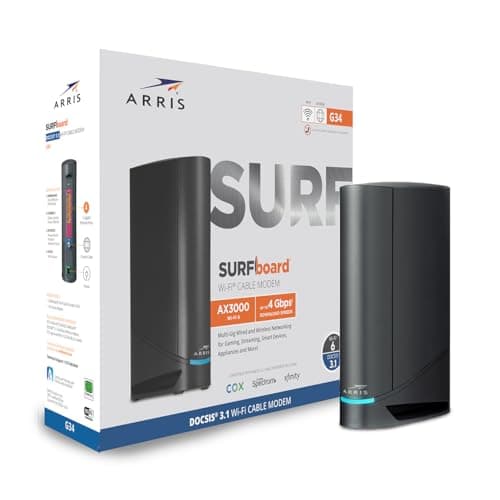 ARRIS (G34) - Cable Modem Router Combo - Fast DOCSIS 3.1 Gigabit WiFi 6 (AX3000), Approved for Comcast Xfinity, Cox, Spectrum & More, 1 Gbps Max Internet Speeds