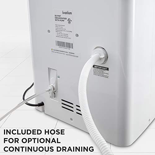 Ivation 4,500 Sq Ft Dehumidifier with Pump, Large Capacity Compressor Includes Programmable Humidity, Hose Connector, Auto Shutoff and Restart and Washable Filter (4,500 Sq Ft W/Pump) 7