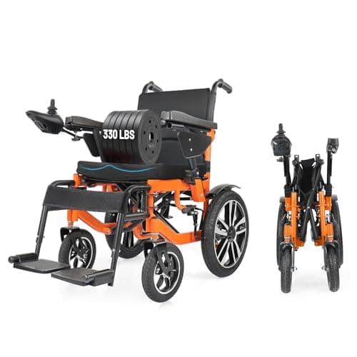 Adult Foldable Electric Wheelchair, Elderly All-Terrain Mobility Aid Power Wheelchair Vehicle, 26Ah High Capacity Batteries,20 Miles Long Range, 600W Powerful Dual Motors, 330Lbs Large Load Capacity