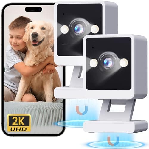 vebiliki Indoor Camera, 2K Cameras for Home Security with Color Night Vision & Siren, 2-Way Audio for Pet/Dog/Baby/Nanny, 2.4GHz WiFi Camera, 24/7 Cloud & SD Card Storage, Works w/Alexa, 2 Pack
