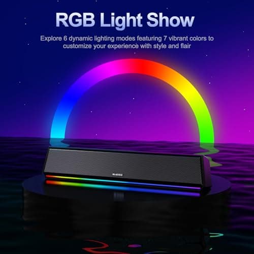 Bluedee Computer Speakers for Desktop PC, Bluetooth 5.3 PC Speakers with Dynamic RGB Light, Wired USB Plug & Play Computer Sound Bar, USB/Type-C Powered Gaming Speakers for Desktop, Laptops, Tablet 6