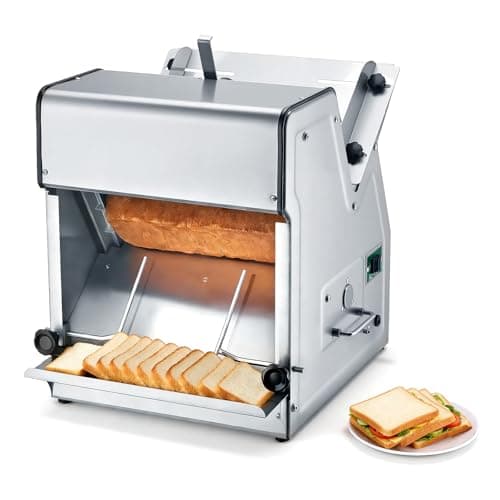 VEVOR Electric Bread Slicer, 370W 1680RPM Bread Slicing Machine, Stainless Steel Countertop Bread Cutter Machine for 12mm Slice Thickness, Commercial & Home Use for Bakeries Restaurants, 120V
