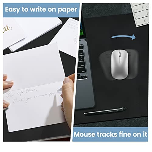 Desk Mat Wireless Charging Mouse Pad Large 32x16 Journey Desk Pad Mat with Wireless Charger Waterproof Black Leather Computer Mat with Phone Charger Mousepad Non-Slip for Keyboard and Mouse 5