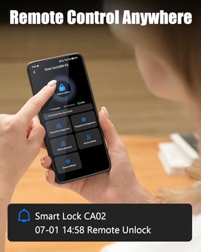 Keyless Entry Smart Door Lock with Code Electronic Fingerprint Keypad Deadbolt Lock for Front Door, Built-in WiFi, App Remote Control, Alexa & Google Voice Control, IP54, 10 Months Battery, Auto Lock 5