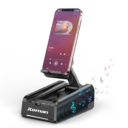 JTEMAN Cell Phone Stand with Bluetooth Speaker,Desktop Kitchen Gadgets Stand Speaker,Birthday Gifts for Women and Men