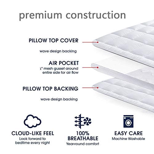 SUFUEE Mattress Topper Twin & Mattress Pad Protector - Quality Plush Luxury Down Alternative Pillow Top - 2inch Extra Thick Mattress Cover(39"x75") 5